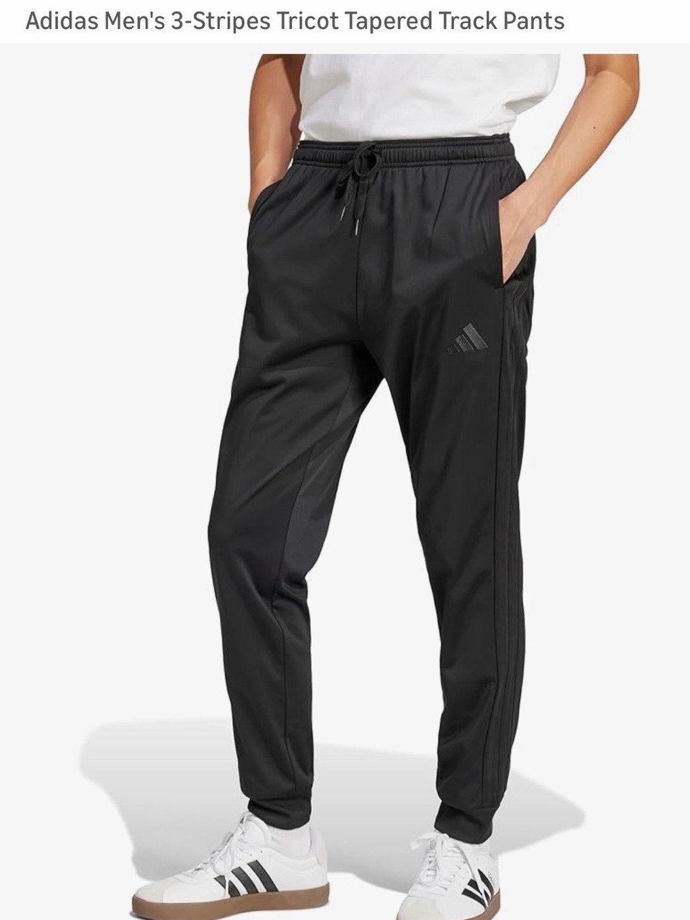 Adidas 3 striped black on black jogger sweatpants / size large
